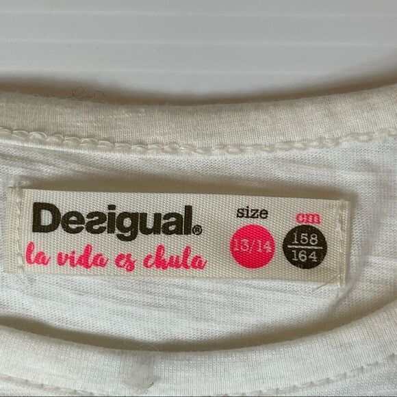 Desigual Dress Lilongue Girl’s Size 13/14 Dance With Me "La Vida Es Chula" Pink - Picture 8 of 11